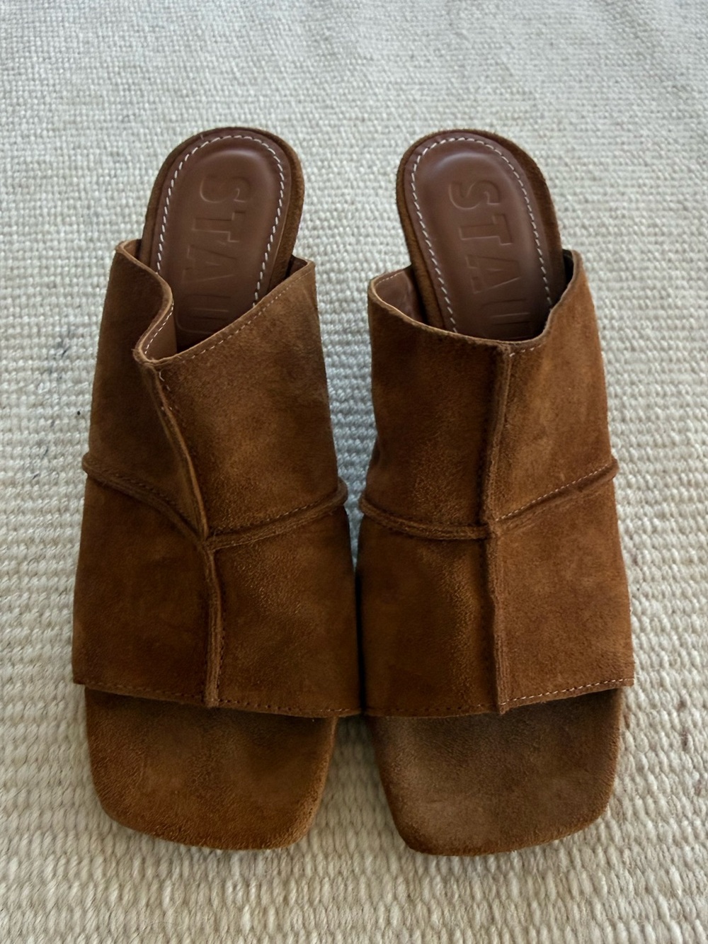 STAUD Brown Suede Mules For Fall